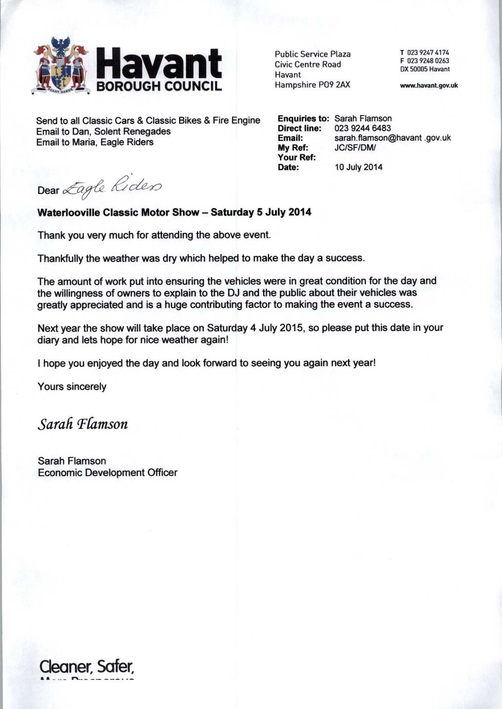 [20140710 Thank you from Havant Borough Council.jpg]